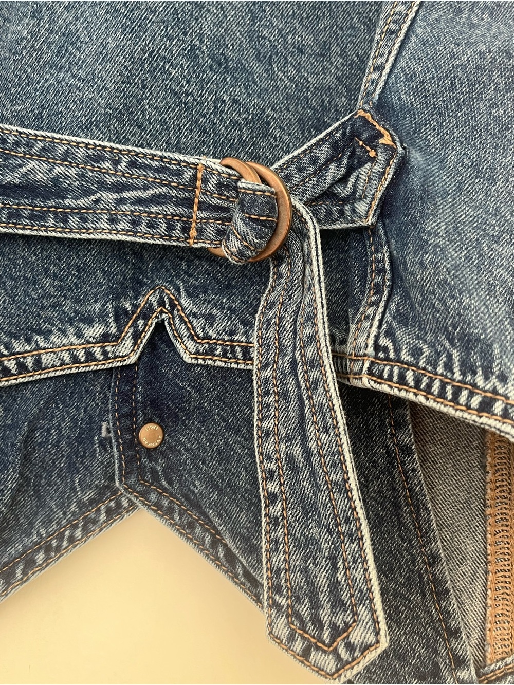 American Eagle V-Neckline Cropped Denim Pocket Vest Size Small - Picture 12 of 12